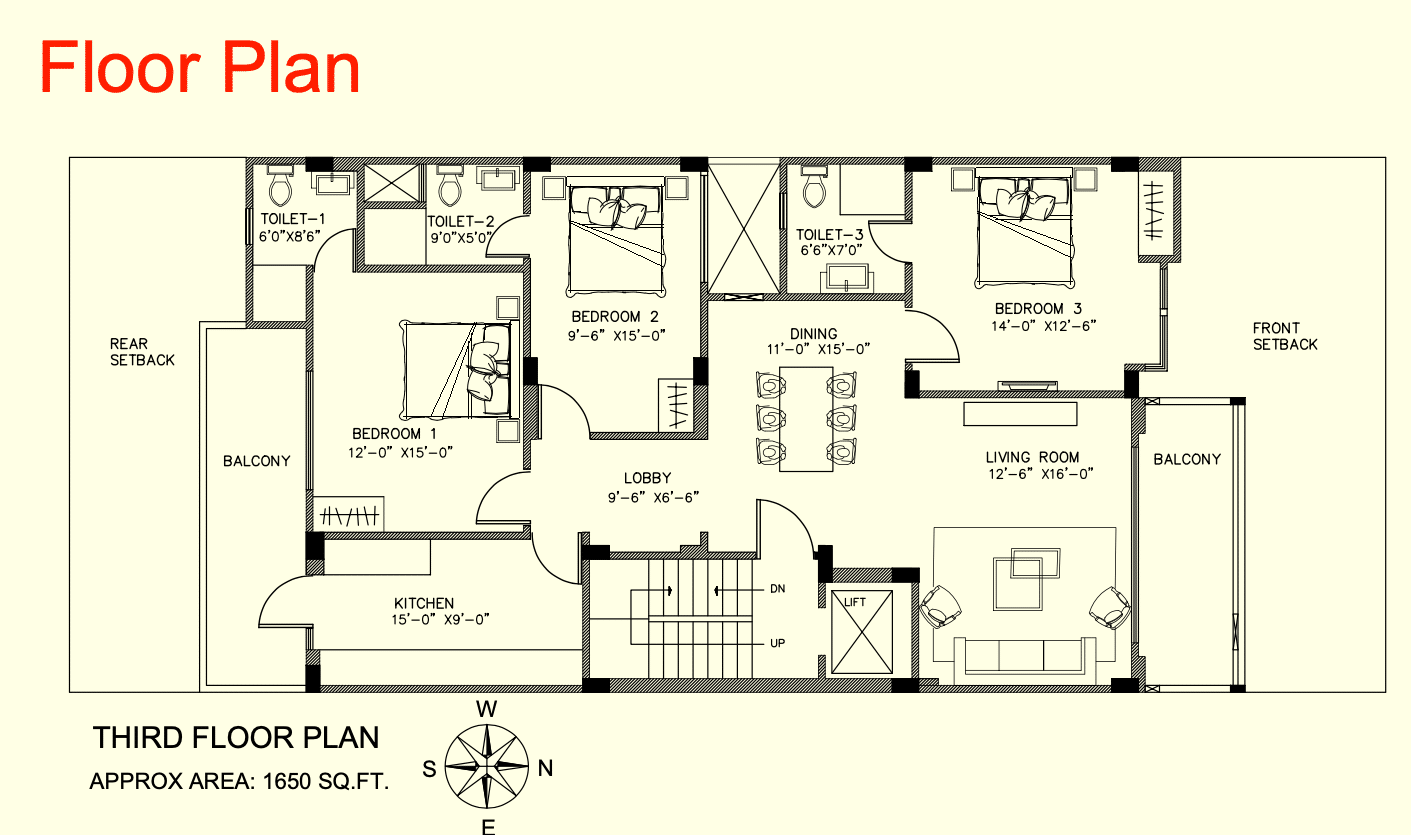 3BHK Floor Plan